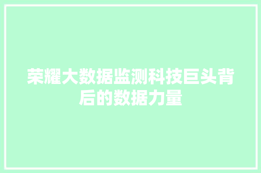 荣耀大数据监测科技巨头背后的数据力量