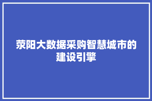 荥阳大数据采购智慧城市的建设引擎