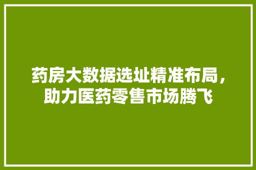药房大数据选址精准布局，助力医药零售市场腾飞
