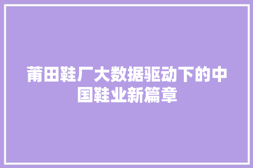 莆田鞋厂大数据驱动下的中国鞋业新篇章