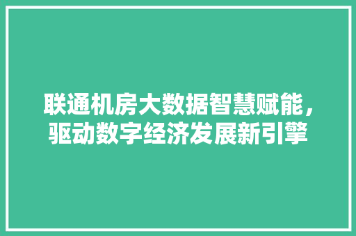 联通机房大数据智慧赋能，驱动数字经济发展新引擎