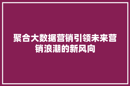 聚合大数据营销引领未来营销浪潮的新风向  第1张