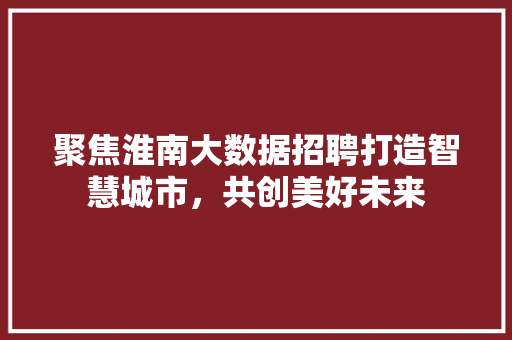 聚焦淮南大数据招聘打造智慧城市，共创美好未来