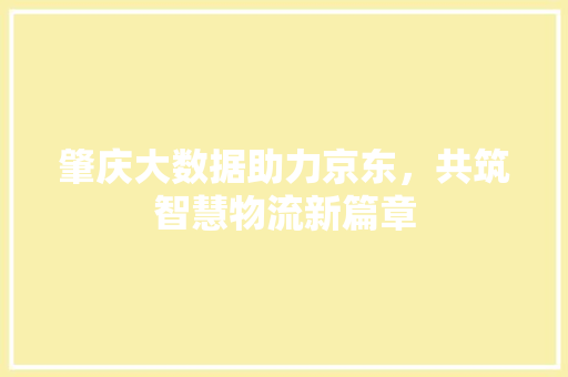 肇庆大数据助力京东，共筑智慧物流新篇章