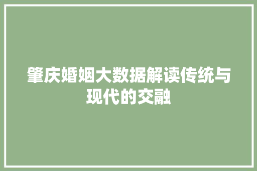 肇庆婚姻大数据解读传统与现代的交融