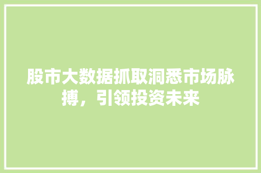股市大数据抓取洞悉市场脉搏，引领投资未来