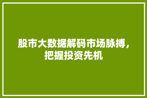 股市大数据解码市场脉搏，把握投资先机