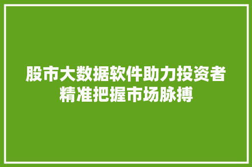 股市大数据软件助力投资者精准把握市场脉搏