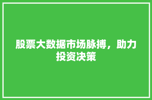 股票大数据市场脉搏，助力投资决策  第1张