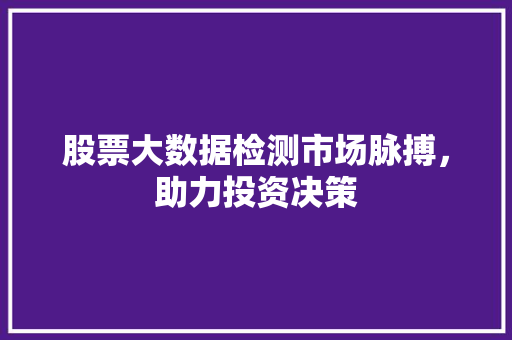 股票大数据检测市场脉搏，助力投资决策