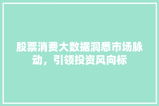 股票消费大数据洞悉市场脉动，引领投资风向标  第1张