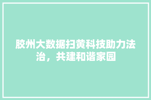 胶州大数据扫黄科技助力法治，共建和谐家园