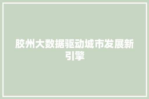 胶州大数据驱动城市发展新引擎