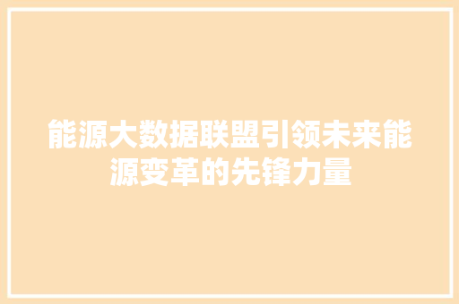 能源大数据联盟引领未来能源变革的先锋力量