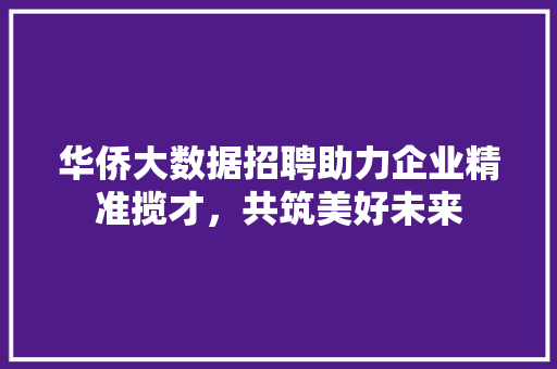 华侨大数据招聘助力企业精准揽才，共筑美好未来  第1张