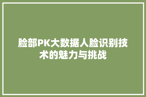 脸部PK大数据人脸识别技术的魅力与挑战