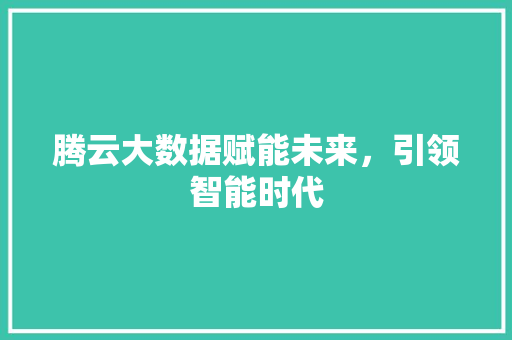 腾云大数据赋能未来，引领智能时代