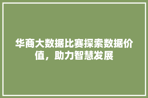 华商大数据比赛探索数据价值，助力智慧发展  第1张