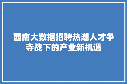 西南大数据招聘热潮人才争夺战下的产业新机遇