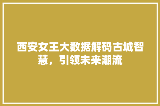 西安女王大数据解码古城智慧，引领未来潮流  第1张