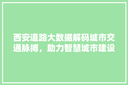 西安道路大数据解码城市交通脉搏，助力智慧城市建设