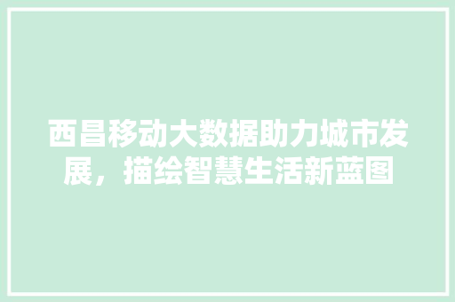 西昌移动大数据助力城市发展，描绘智慧生活新蓝图