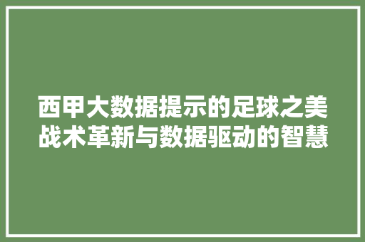 西甲大数据提示的足球之美战术革新与数据驱动的智慧之战