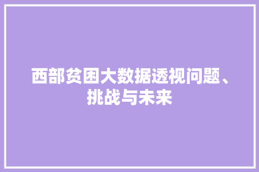 西部贫困大数据透视问题、挑战与未来  第1张