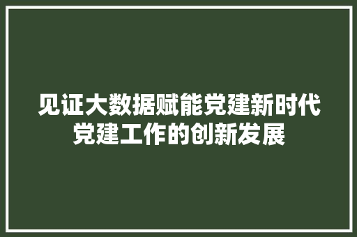 见证大数据赋能党建新时代党建工作的创新发展
