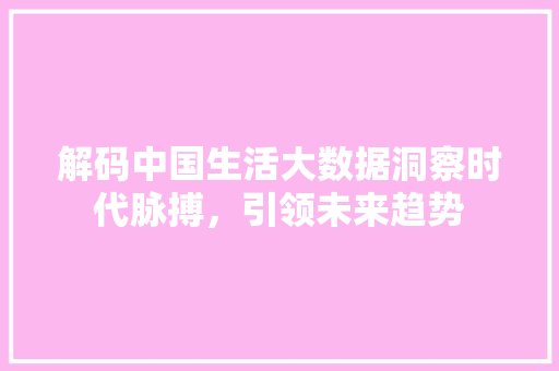 解码中国生活大数据洞察时代脉搏，引领未来趋势  第1张