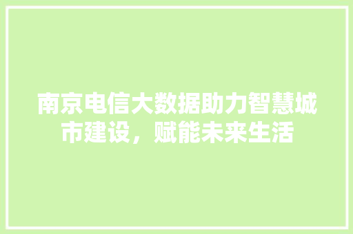 南京电信大数据助力智慧城市建设，赋能未来生活  第1张
