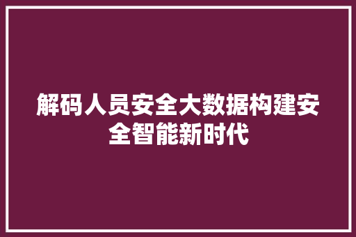 解码人员安全大数据构建安全智能新时代  第1张