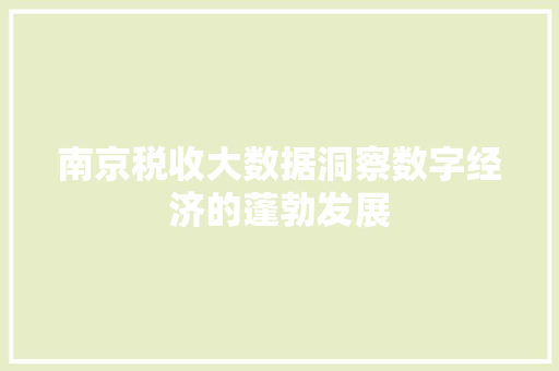 南京税收大数据洞察数字经济的蓬勃发展  第1张
