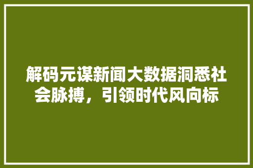 解码元谋新闻大数据洞悉社会脉搏，引领时代风向标