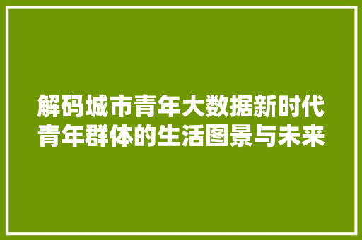 解码城市青年大数据新时代青年群体的生活图景与未来趋势
