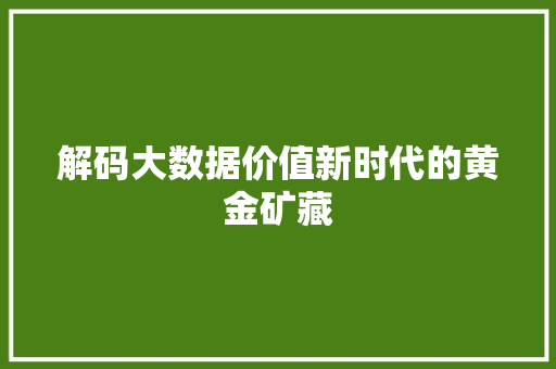 解码大数据价值新时代的黄金矿藏  第1张