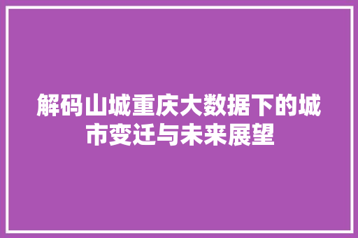 解码山城重庆大数据下的城市变迁与未来展望