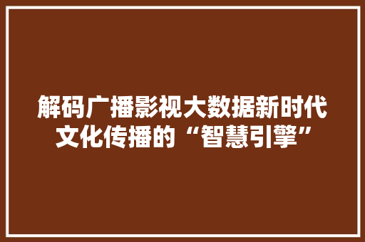 解码广播影视大数据新时代文化传播的“智慧引擎”