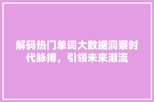 解码热门单词大数据洞察时代脉搏，引领未来潮流