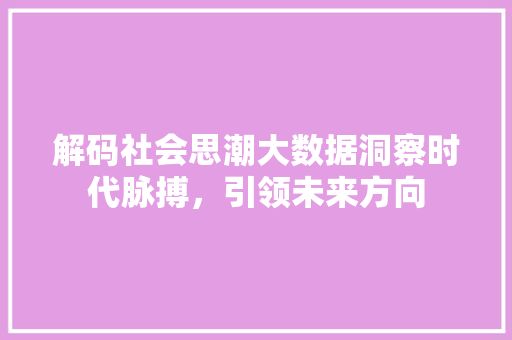 解码社会思潮大数据洞察时代脉搏，引领未来方向  第1张