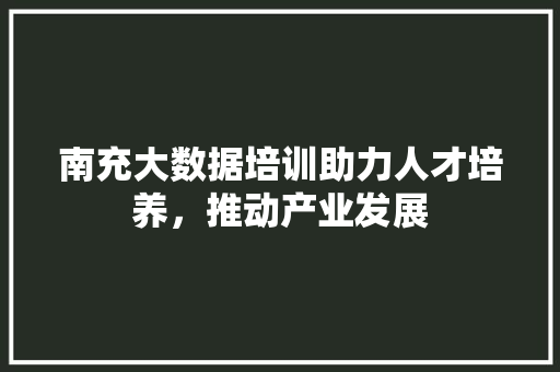 南充大数据培训助力人才培养，推动产业发展