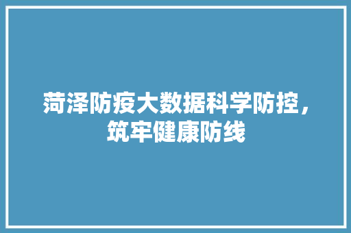 菏泽防疫大数据科学防控，筑牢健康防线  第1张