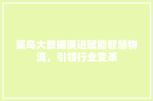 菜鸟大数据演进赋能智慧物流，引领行业变革