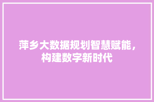 萍乡大数据规划智慧赋能，构建数字新时代