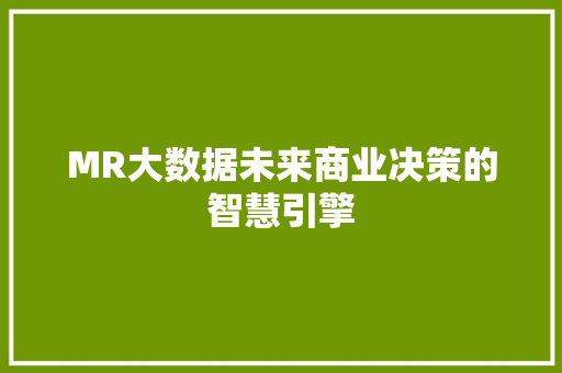 MR大数据未来商业决策的智慧引擎