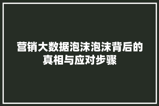 营销大数据泡沫泡沫背后的真相与应对步骤  第1张