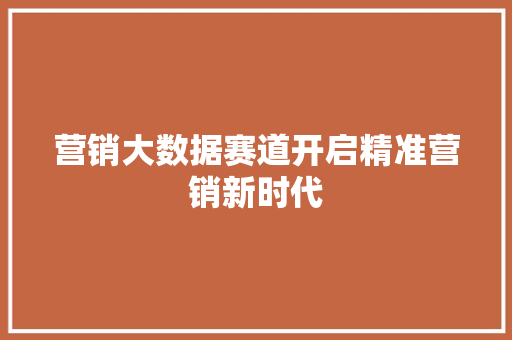 营销大数据赛道开启精准营销新时代  第1张