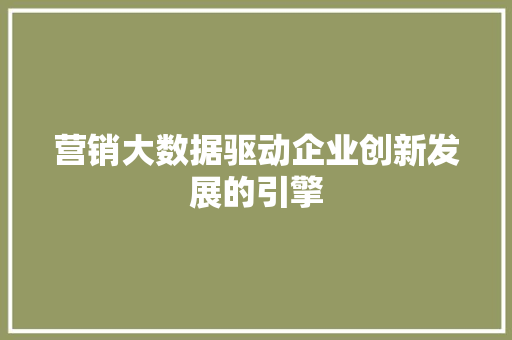 营销大数据驱动企业创新发展的引擎