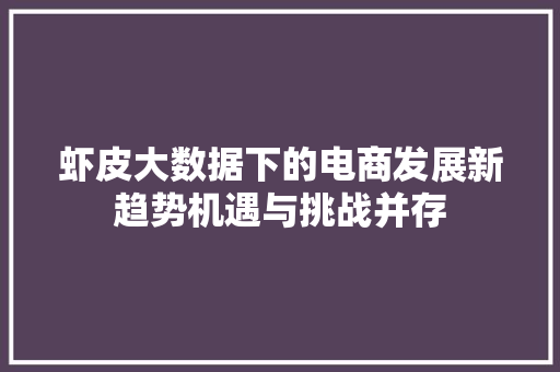虾皮大数据下的电商发展新趋势机遇与挑战并存  第1张