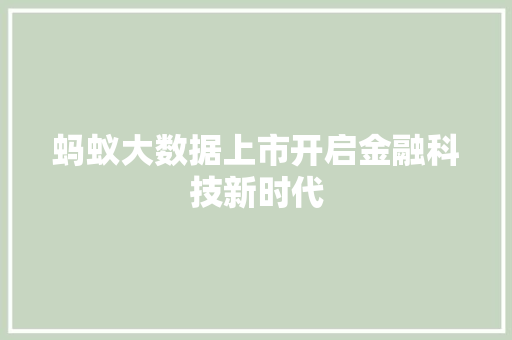 蚂蚁大数据上市开启金融科技新时代  第1张